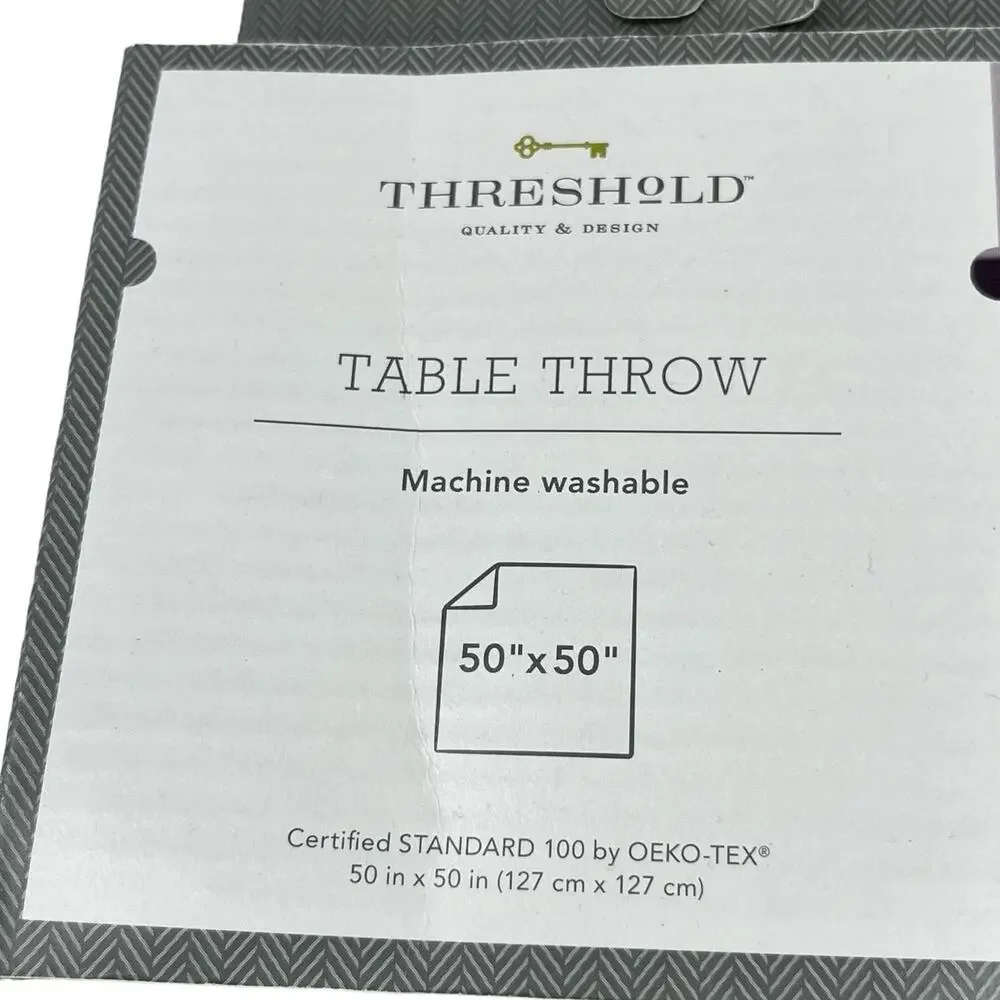 Threshold Table Throw Tablecloth Scarf Beige Medallion Ikat Table 50